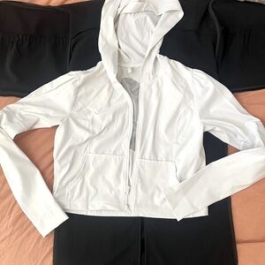 Free People FP Movement White Zip-Up Cropped Jacket